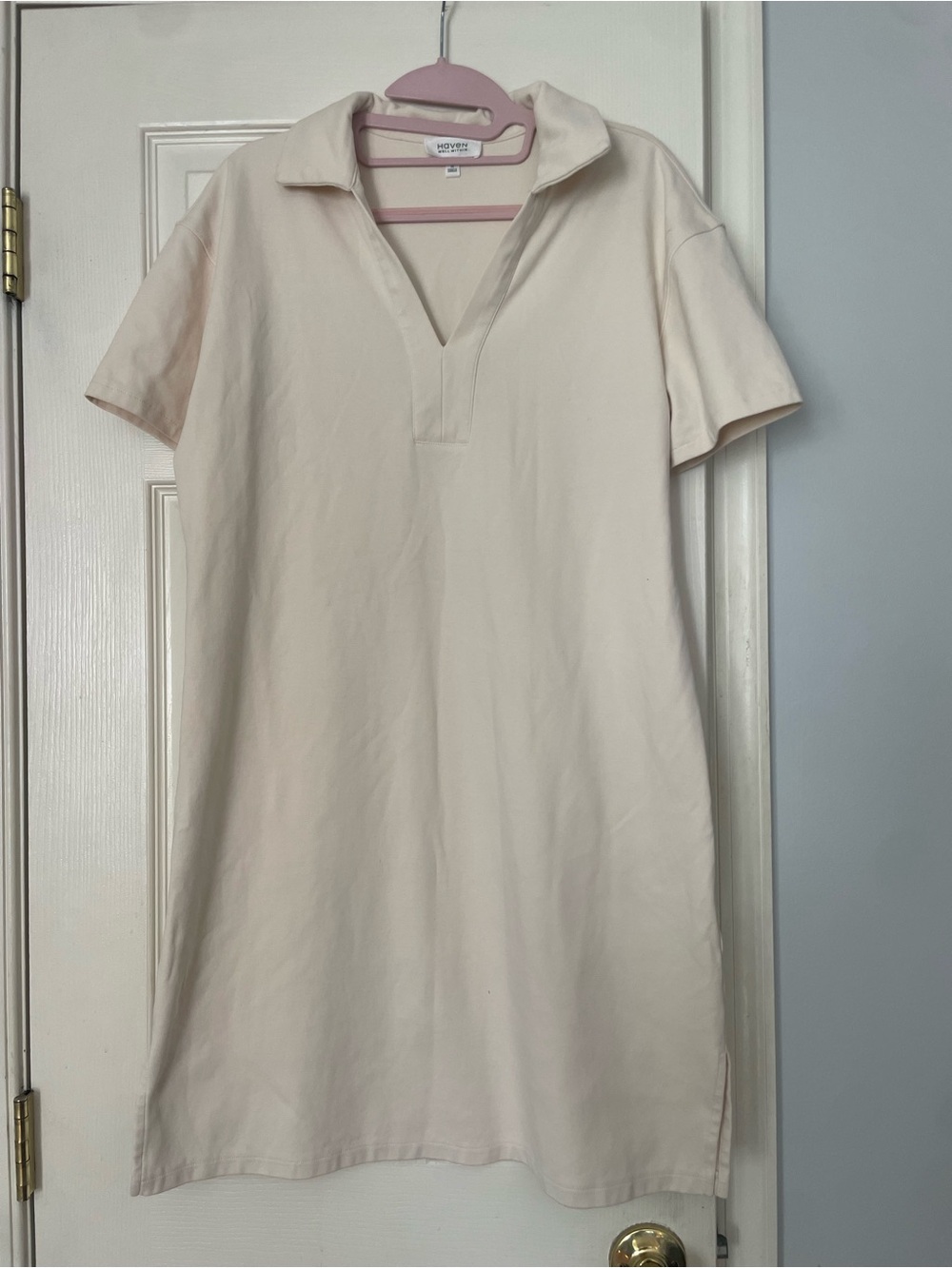 Haven Polo Shirt Dress in Ivory size M